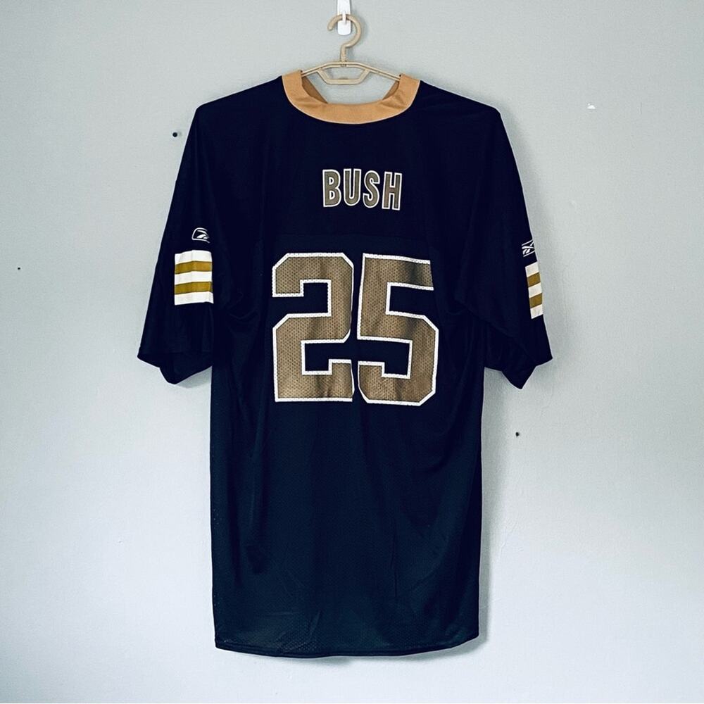 Reebok New Orleans Saints Jersey 2XL Reggie Bush NFL Players Black Gold #25